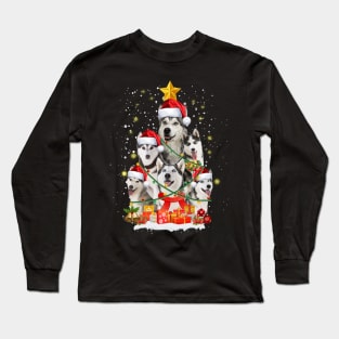 Funny Siberian Husky Christmas Tree Gift Xmas for Men Women Long Sleeve T-Shirt